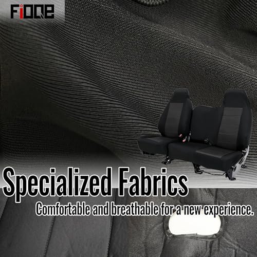 Front 60/40 Split Bench Seat Cover for Chevy Colorado GMC Canyon 2004-2012 Pickup Trucks, No-Armrest Design, Breathable Knitted Fabric with Soft Foam Lining-Black - size: without Console Armrest