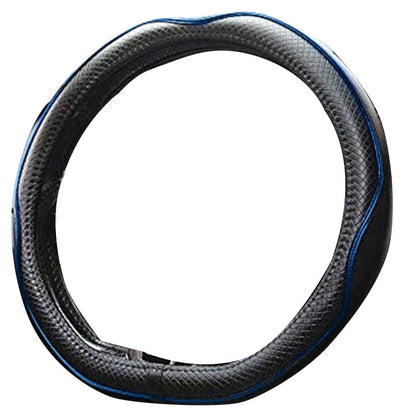 Mayco Bell Flat Bottom Steering Wheel Cover Anti-Slip,Safety,Soft,Breathable,Durable,Full Surround,Comfortable Grip Microfiber Leather (D-Shape, Black Blue) - color: Black Blue, size: D Shape