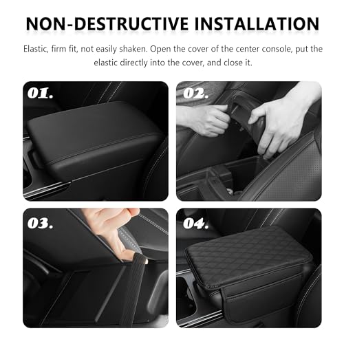 Stacool Upgraded Car Center Console Cover,Microfiber Leather Car Armrest Cover Cushion with 2 Storage Bags,Universal Car Armrest Storage Box (Beige) - color: Beige