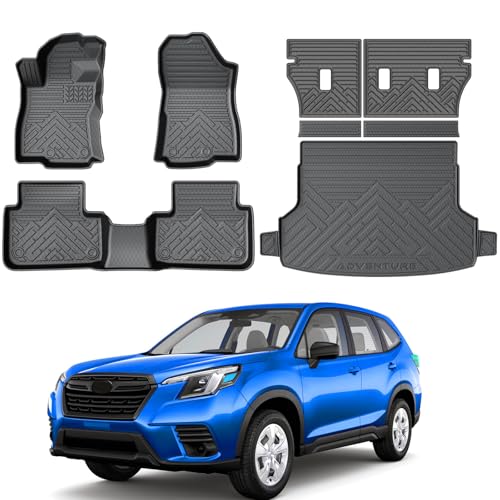 KUST Floor Mats Cargo Mat Set for Subaru Forester 2025-2026 (Not for Hybrid or Wilderness), TPE Rubber Trunk Liner Back Seat Protector for Forester Accessories All Weather High Edge, 8PCS - style: For │ Forester 2025-2026 │ Full Set