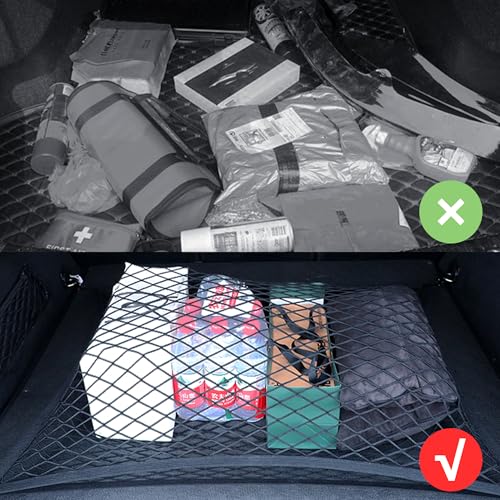 Cargo Net for SUV with Hooks, Adjustable Highly Elastic Storage Organizer Net for Car, Pickup Trucks,Mesh Organizer 2.6'x3.3' Stretches to 5'x6',Road Trip Essentials Black - size: 31.5x39.3in