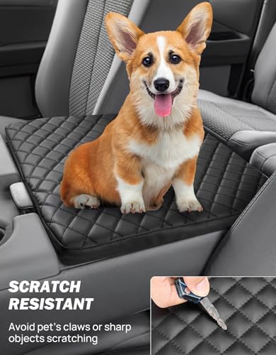 JOYTUTUS Center Console Cover Compatible with 2011-2016 Ford F250 F350 F450, 2011-2014 F150 with Jump Seat Console, Leather Armrest Cover Center Console Cushion (Jump Seat Only) - size: Jump Seat Console 11-14 F150 & 11-16 F250+, style: D: Black Leather