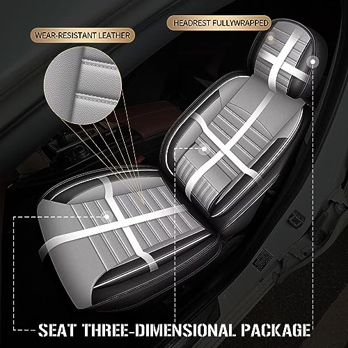 Faux Leather Custom Fit Seat Covers Compatible with Nissan Frontier 2007-2026 Full Set 5 Seats, Airbag Compatible, Black & Dark Gray - color: Gray & White, size: 5 Seats