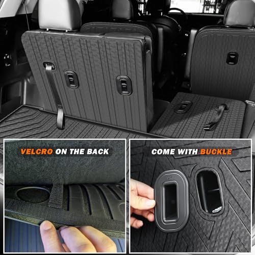 KUST Floor Mats Set for 2020-2025 Kia Telluride Accessories (7 Seats), Rear Cargo Trunk Liner with 2nd/3rd Row Backrest Kick Mat All Weather Protection TPE Rubber Raised Edge, Full Set of 9pcs - style: For │ Telluride 7 Seats 2020-2025 │ Full Set