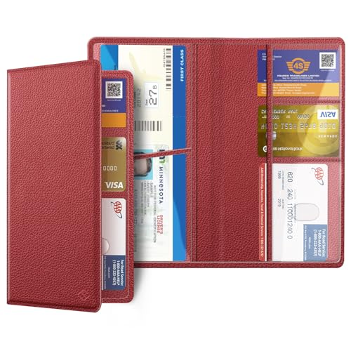 FINPAC Car Registration and Insurance Card Holder, Vehicle Glove Box Card Organizer Wallet Automobile Accessories for License - color: Poppy Red