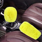Hovom 2PCS Fluffy Car Gear Shift Knob Cover & Handbrake Cover, Soft Plush Hand Brake Handle & Gear Shift Cover for Women Girls, Universal Comfortable Warm Furry Car Accessories (Yellow) - color: Yellow