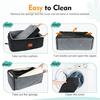 Dog Car Seat for Large Medium Dogs,Washable Pet CarSeat Under 55 lbs or 2 Small Dogs,Dog Booster Seat Travel Bed with Thick Cushion,2 Safety Leashes - color: Black/grey