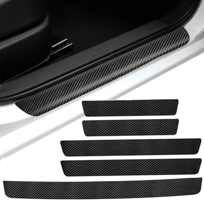 Door Sill Protector, Carbon Fiber Texture Waterproof Scratch Resistant Car Door Protector, Enhances Vehicle Aesthetics, Car Door Sills and Car Trim, Universal Fit for All Vehicle Models (10PCS)