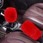 Hovom 2PCS Fluffy Car Gear Shift Knob Cover & Handbrake Cover, Soft Plush Hand Brake Handle & Gear Shift Cover for Women Girls, Universal Comfortable Warm Furry Car Accessories (Red) - color: Red