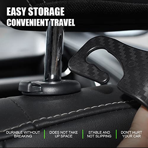 Car Back Seat Headrest Hooks, 4 Pack Carbon Fiber Stylish Back Seat Hanger for Car Handbag Clothes Coats Grocery Bags, Car Interior Accessories (Carbon Fibre/Black) - color: Carbon Fibre/Black