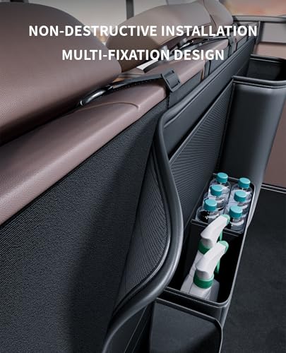 PU Leather Hanging Trunk Organizer - Sturdy Non-Sagging Car Trunk Organizer for SUV Sedan Truck - Waterproof Easy Clean Backseat Organizers Hanging Storage