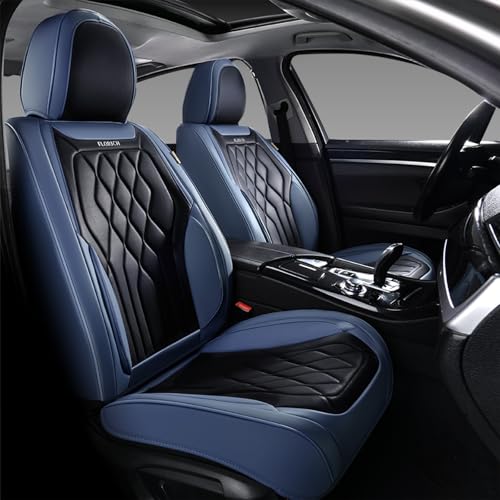 Universal Seat Covers for Cars Full Set, Automotive Seat Covers, Waterproof Leather Car Seat Protector Fit for Most Sedans SUV Pick-up Truck- Blue&Black