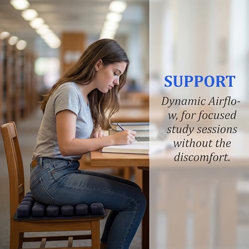 Inflatable Seat Cushion, Press to Inflate Airplane Seat Cushion for Long Flights, 49 Air Cell Wheelchair Cushion, Portable Pressure Relief Seat Pad for Office Chair Car Travel, TPU Non Slip - size: X-Large