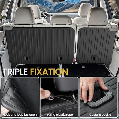 Kick Mats Backrest Mats for 2018-2025 2026 Volkswagen VW Atlas Bench Seat Car Mat Accessories(Not Fit Cross Sport), All Weather TPE Protector SEL SE Peak Edition(2nd Row Kick Mats 7 Seats)