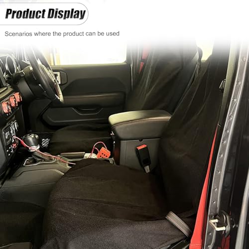 ZIMISI Waterproof Car Seat Covers, Non-Slip Towel Front Seat Covers, Sweat Car Seat Protector Cover for Gym Workout, Yoga, Running, Swimming, Beach & Hiking (Black) - color: Black