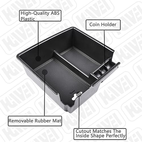 Center Console Organizer Compatible with Ford Ranger 2019 2020 2021 2022 2023 XL XLT Lariat Accessories, Armrest Storage Box Secondary Insert Tray, Black