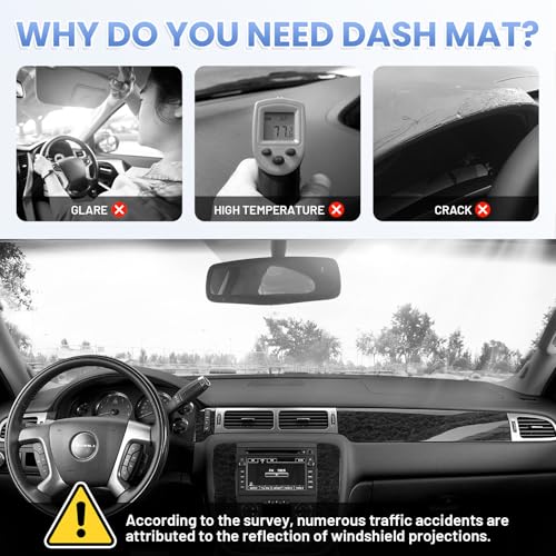 Sunsdrew Dash Cover for 2007-2014 Chevrolet Suburban/Tahoe&GMC Yukon,2007-2013 Chevy Avalanche Silverado 1500 LTZ&GMC Sierra SLT Denali Dash Cover Mat Accessories Nonslip Mesh Protector No Glare - size: 07-14 Tahoe Dash Cover