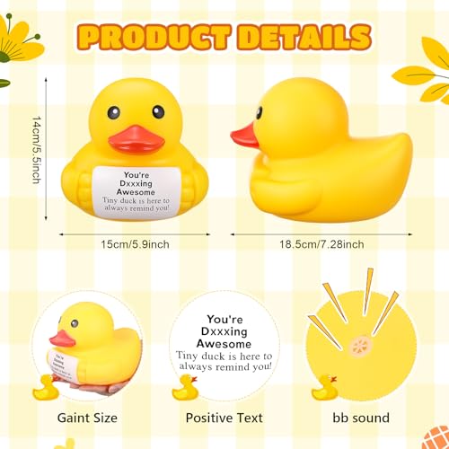 Civaner 7 Inch Emotional Giant Rubber Duck with Positive Message Thank You Gifts Motivational Rubber Duck Gift for Desk, Office, Home Decor Graduation(You're Awesome) - style: You're Ducking Awesome