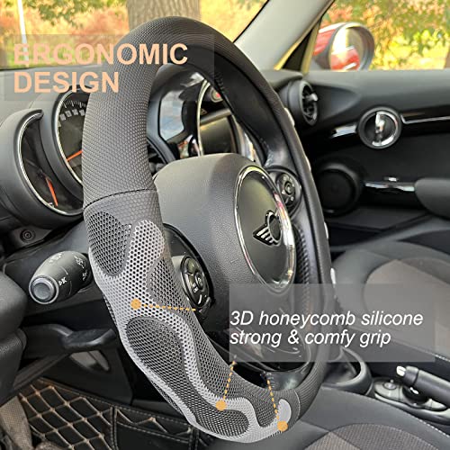 Comfy Grip Steering Wheel Cover, Anti-Slip Design, Universal 14.5-15 Inch(Silicone Gray) - color: 4.Gray, size: Medium(Standard) Size[14 1/2''-15'']