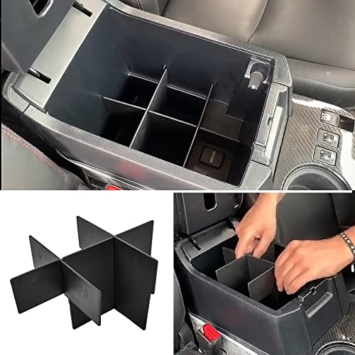 EDBETOS Center Console Organizer Insert Dividers Compatible with Toyota 4Runner 2010-2020 2021 2022 2023 5th Gen 4Runner Accessories Armrest Interlock Secondary Storage ABS Material