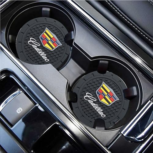 Car Cup Holder Coaster for Cadillac Cupholder Coaster Interior Accessories 2.75in 2Pack - color: Black-03