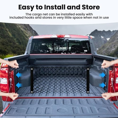 Canvcle Trunk Cargo Net for 2022-2025 2026 Ford Maverick Accessories Envelope Style Mesh Trunk Net Organizer and Storage Stretchable Adjustable Elastic Nylon Rear Cargo Netting with Hooks - style: for Ford Maverick