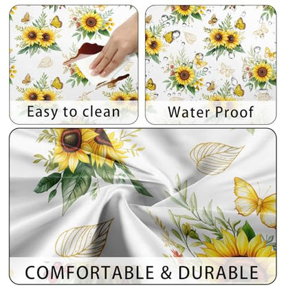 Sunflowers Table Cover with Bench Covers Waterproof Windproof Elastic Fitted Outdoor Camping RV Tablecloths with Drawstring Bag Reusable Rectangle Rectangle Tables and Seats Cover 30X72IN - color: Yellow, size: 30" x 72" (Rectangular)