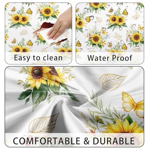 Sunflowers Table Cover with Bench Covers Waterproof Windproof Elastic Fitted Outdoor Camping RV Tablecloths with Drawstring Bag Reusable Rectangle Rectangle Tables and Seats Cover 30X96IN - color: Yellow, size: 30" x 96" (Rectangular)