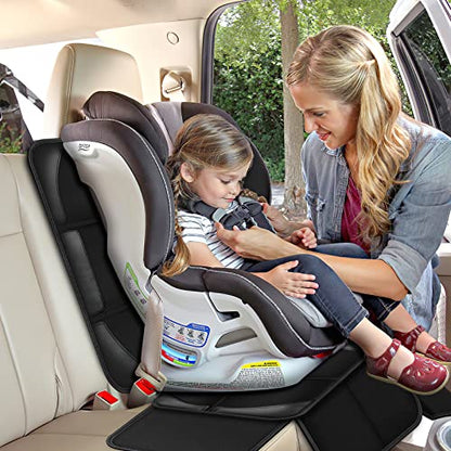 Car Seat Protector Covers for Child Car seat mat, 600D Waterproof Non-Slip with Storage Pockets, Cushion Protectors Large Size, Prevent Dirt Scratches (Black 2)