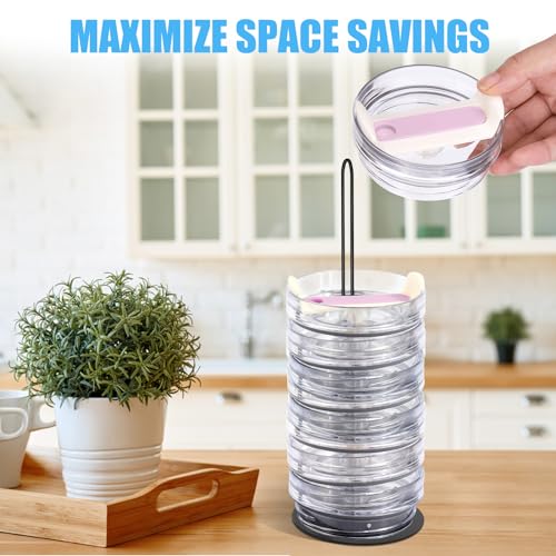 Tumbler Lid Organizer,2 PCS Cup Lid Holder,Slim Vertical Storage for Up to 15 Lids,Cup Lid Organizer for Save Pantry, Countertop,Kitchen Cabinets Space - size: Vertical+2PCS