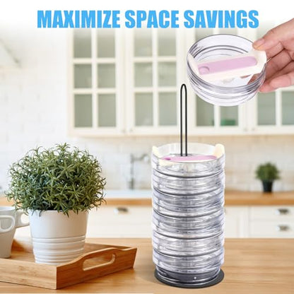 Tumbler Lid Organizer,2 PCS Cup Lid Holder,Slim Vertical Storage for Up to 15 Lids,Cup Lid Organizer for Save Pantry, Countertop,Kitchen Cabinets Space - size: Vertical+2PCS