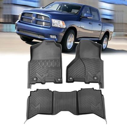 Floor Mats for 2013-2018 Dodge Ram 1500/2500/ 3500 Crew Cab, TPE Automotive All Weather Cover Protection Waterproof Floor Liner Front & Rear Row Full Set Car Mats for 19-24 Ram 1500 Classic Crew Cab - size: 3PCS (2Row), style: For 2013-2018 | Dodge Ram 15