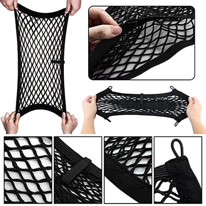 Universal 2 Pack Elastic Small Cargo Net Pocket Organizer Pouch Bag 14.3 x 9.5 inches RV Netting Storage Pocket with 8 Pieces Mounting Screws, Mesh Cargo Net for Car Trunk RV Storage - size: 14.3 x 9.5 inch