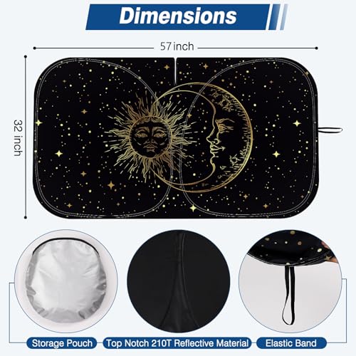 Windshield Sun Shade - Car Sun Shade Windshield, Reflector Sunshade Offers Ultimate Protection for Car Interior (57x31.5 inches) - color: Golden