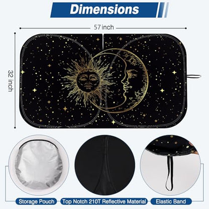 Windshield Sun Shade - Car Sun Shade Windshield, Reflector Sunshade Offers Ultimate Protection for Car Interior (57x31.5 inches) - color: Golden