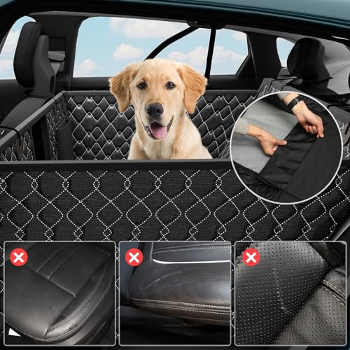 Petiza Back Seat Extender for Dogs Hard Bottom Dog Car Seat Cover for Back Seat Heavy Duty Scratch Proof Nonslip Durable Soft 100% Waterproof Dog Hammock for Car Truck SUV - size: Hard Bottom Extra Large-black