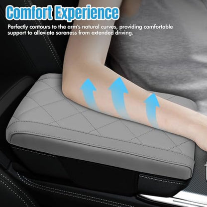 Hovom Car Center Console Armrest Pillow, 12.6"×7.87"×1.97" Leather Arm Rest Cover for Cars, Soft Comfortable Auto Armrest Cushion Pad, Vehicle Middle Console Cover, Car Accessories (Gray) - color: Gray