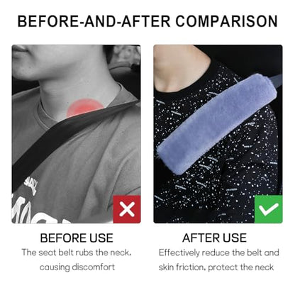 2 Pack Car Seatbelt Covers Shoulder Pad, Soft Faux Sheepskin Seat Belt Shoulder Cover for a Comfortable Driving, Seat Belt Shoulder Strap Covers Helps Protect Your Neck and Shoulder (Blue) - color: Blue