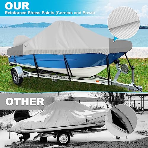 Waterproof Center Console Boat Cover 20-22ft, Heavy Duty 1300D Marine Grade Polyester Canvas 20’21 ft 22 Foot Boat Center Console Covers, Gray - color: Gray, size: 20'-22' Long (Beam Width up to 106")