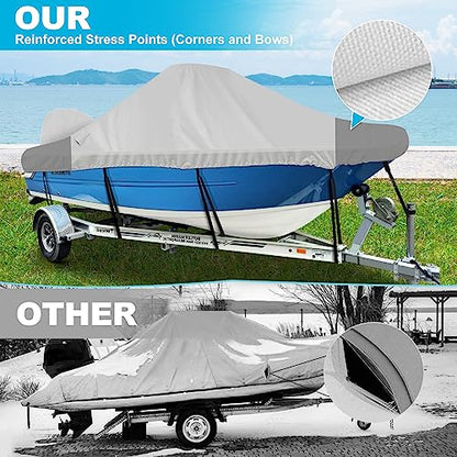 Waterproof Center Console Boat Cover 20-22ft, Heavy Duty 1300D Marine Grade Polyester Canvas 20’21 ft 22 Foot Boat Center Console Covers, Gray - color: Gray, size: 20'-22' Long (Beam Width up to 106")