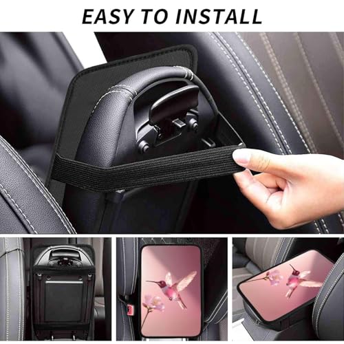 Universal Car Center Console Cushion Pad, Pink Hummingbird Soft Waterproof Car Center Console Cover Auto Armrest Seat Box Cover Protector for Most Vehicle SUV Truck Car - color: Pink Hummingbird