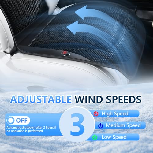 Upgraded Cooling Car Seat Cover Front Seat with Blowing&Suction, 12V-24V Ventilated Car Seat Cushion with 8 Turbo Fans, 3-Speed Adjustable Universal Fit Breathable Car Cushion for Summer Driving-Black - color: Black