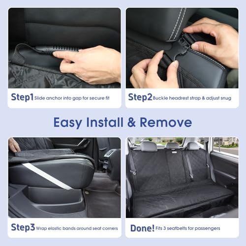 Upgraded 900D Heavy Duty Dog Back Bench Seat Cover, Car Seat Protector, Seatbelt & Armrest Compatible, Waterproof & Non‑Slip for Dogs & Kids, Fits Most Cars, SUVs & Trucks - size: Medium-54"W