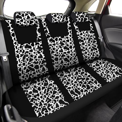 Frienda 17 Pcs Cow Print Car Accessories Set, Includes Seat Covers Set Cow Steering Wheel Cover Armrest Pad Cover Seat Belt Pads Mats Keychain and Wrist Strap for Women Cute Car Interior Decor - style: Cow Print