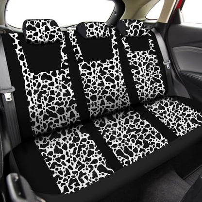 Frienda 17 Pcs Cow Print Car Accessories Set, Includes Seat Covers Set Cow Steering Wheel Cover Armrest Pad Cover Seat Belt Pads Mats Keychain and Wrist Strap for Women Cute Car Interior Decor - style: Cow Print