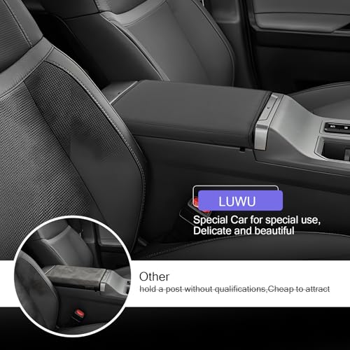 LUWU 2026 RAV 4 Center Console Cover Compatible with 2026 RAV 4 LE/XLE/Limited/Adventure/TRD Off-Road Accessories 2026 RAV 4 Armrest Cover Armrest Console Cover PU Leather Material(Black) - color: RAV 4 2026 Armrest Cover