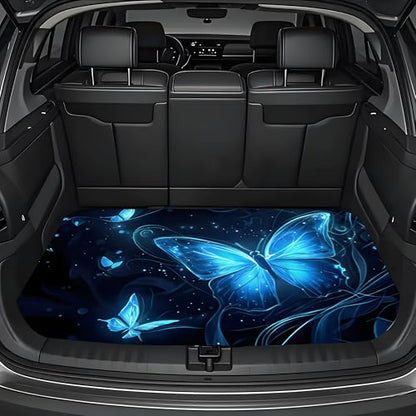 Universal Car Trunk Mat, All Weather Trunk Protection Cargo Liner, Stylish Vehicle Interior Accessories, Durable Cargo Mat Rear Trunk Line Suitable for Most Car (Blue Butterfly Print, 29" x 39") - color: Blue Butterfly Print