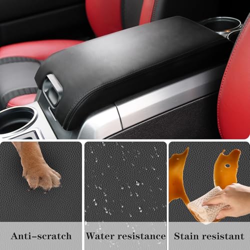 Center Console Armrest Cover Replacement Compatible with Ford F-150 F150 12th Gen 2009-2014, Leather Armrest Protector Accessories (Black,Leather Part Only)