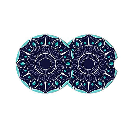 Car Coasters 2 Pack, Ceramic Blue Cupholder for Drinks Absorbent Stone Coasters Absorbing Spills （Constellation Blue） - color: Navy