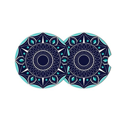 Car Coasters 2 Pack, Ceramic Blue Cupholder for Drinks Absorbent Stone Coasters Absorbing Spills （Constellation Blue） - color: Navy